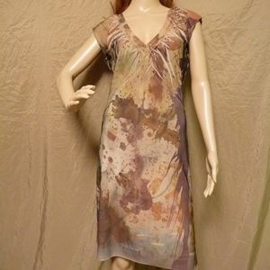 Charlotte Russe Dress Beige, Short Sleeve, V Neck